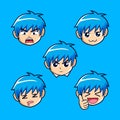 Anime boy expression sticker set Royalty Free Stock Photo