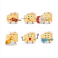 Cartoon character of apple sandwich playing some musical instruments