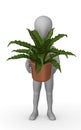 Cartoon character with asplenium plant