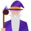 Cartoon character. Avatar symbol. Wizard. Magician. Vector