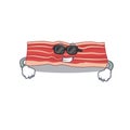 Cartoon character of bacon wearing classy black glasses Royalty Free Stock Photo