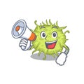 Cartoon character of bacteria coccus having a megaphone