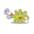 Cartoon character of bacterium having a megaphone