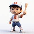 3d Cartoon Baseball Boy With Humble Charm And Detailed Illustrations