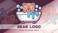 Cartoon character bear in bathroom logo