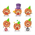 Cartoon character of beef pizza with various circus shows Royalty Free Stock Photo