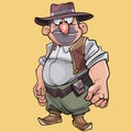 Cartoon character bellied male cowboy in hat