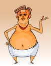 Cartoon character big-bellied man in shorts