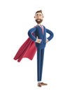 3d illustration.Businessman Billy clothed like a superhero.