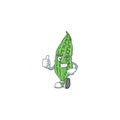 Cartoon character of bitter melon making Thumbs up gesture