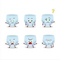 Cartoon character of blue baby diapers with what expression