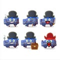 Cartoon character of blue car gummy candy with various pirates emoticons Royalty Free Stock Photo