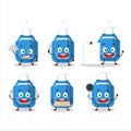 Cartoon character of blue correction pen with various chef emoticons