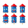 Cartoon character of blue firecracker with smile expression Royalty Free Stock Photo