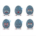 Cartoon character of blue grey easter egg with sleepy expression Royalty Free Stock Photo