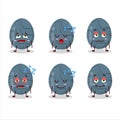 Cartoon character of blue grey easter egg with sleepy expression Royalty Free Stock Photo