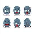 Cartoon character of blue grey easter egg with smile expression Royalty Free Stock Photo