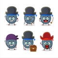 Cartoon character of blue grey easter egg with various pirates emoticons Royalty Free Stock Photo