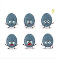 Cartoon character of blue grey easter egg with what expression Royalty Free Stock Photo