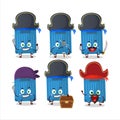 Cartoon character of blue lugage with various pirates emoticons Royalty Free Stock Photo