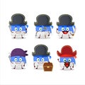 Cartoon character of blue santa hat with various pirates emoticons