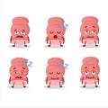 Cartoon character of boiled sausage with sleepy expression