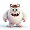 3d Proud Monster: A Little White Cartoon Creature With Big Eyes And Smile Royalty Free Stock Photo