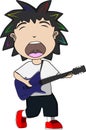 Cartoon character, Boy playing Electric guitars. Royalty Free Stock Photo