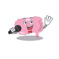 Cartoon character of brain sing a song with a microphone