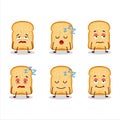 Cartoon character of bread toast with sleepy expression