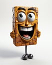 a cartoon character with a brick face and a surprised expression. generative ai Royalty Free Stock Photo