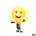 Cartoon character bright yellow light bulb smiling Royalty Free Stock Photo