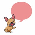 Cartoon character brown french bulldog with speech bubble