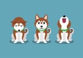 Cartoon character brown siberian husky dog poses Royalty Free Stock Photo