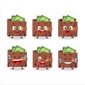 Cartoon character of brown wallet with smile expression