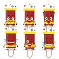 Cartoon character of bubble blaster firework with smile expression