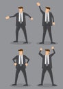 Businessman Body Language Vector Cartoon Character Illustration