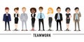 Cartoon character with business man and business woman , teamwork concept design.