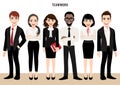 Cartoon character with business team set or leadership concept people vector