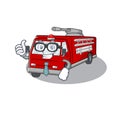 Cartoon character of Businessman fire truck wearing glasses