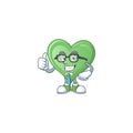 Cartoon character of Businessman green love wearing glasses