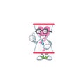 Cartoon character of Businessman love clock sand wearing glasses