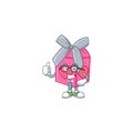 Cartoon character of Businessman love gift pink wearing glasses