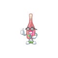 Cartoon character of Businessman pink bottle wine wearing glasses