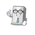 Cartoon character of Businessman power bank wearing glasses