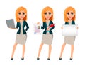 Cartoon character businesswoman with blonde hair