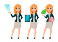 Cartoon character businesswoman with blonde hair