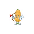 Cartoon character of butternut squash Cupid having arrow and wings