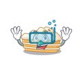 Cartoon character of carrot cake wearing Diving glasses