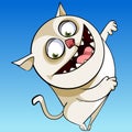 Cartoon character cheerful funny chubby cat smiling